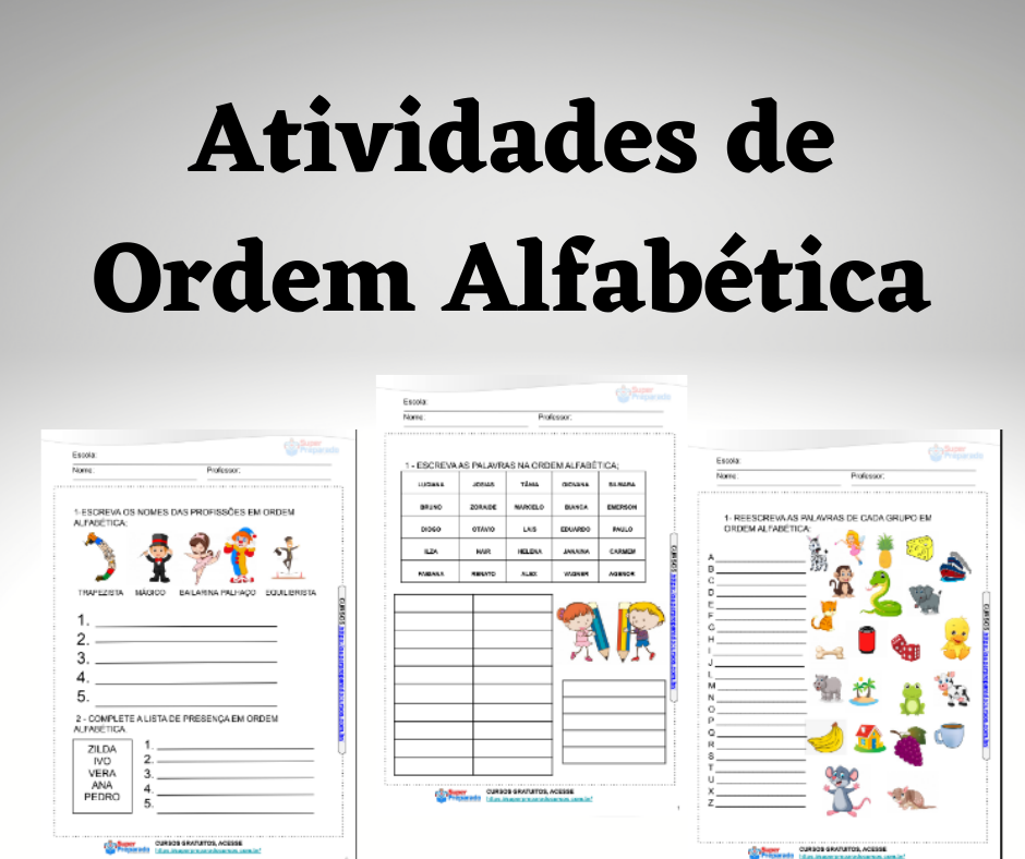 Atividades de Ordem Alfabética Professor Preparado