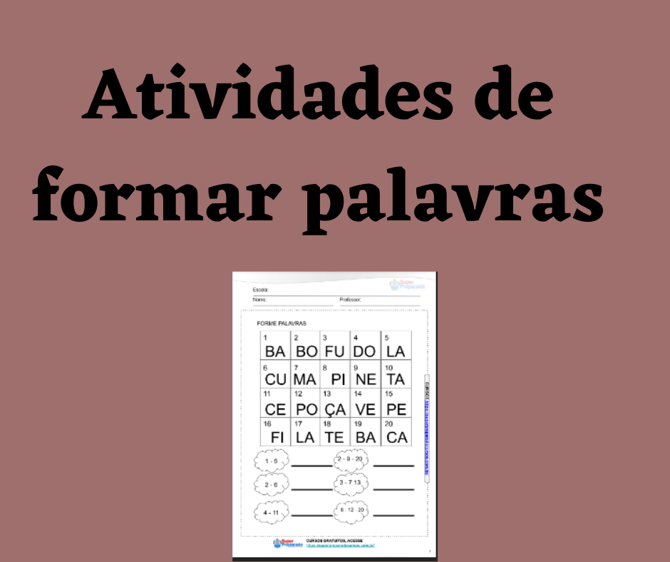 Atividades De Formar Palavras Professor Preparado