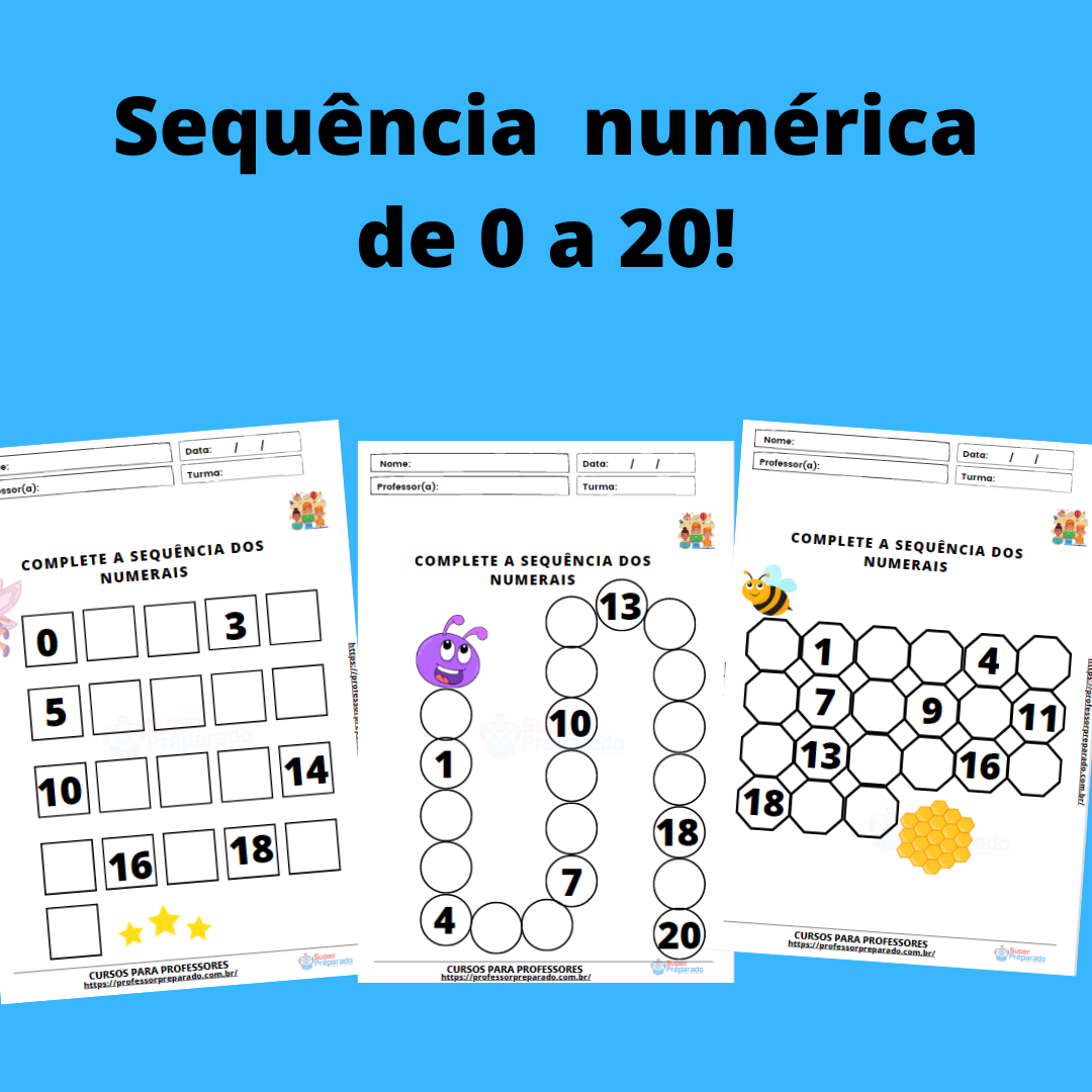 Sequência numérica de 0 a 20 - Professor Preparado