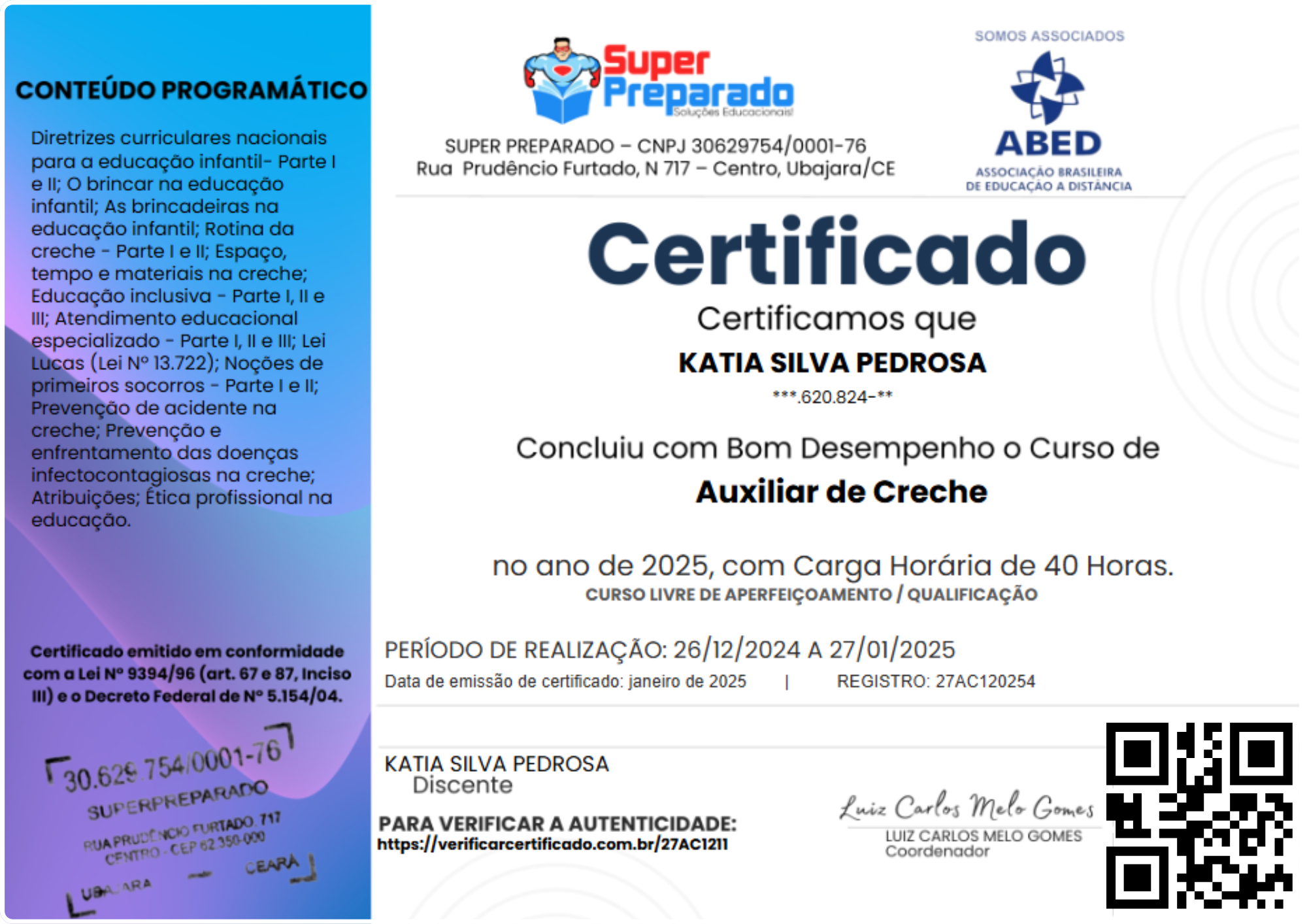 CERTIFICADO-CURSO-AUXILIAR-DE-CRECHE CERTIFICADO-CURSO-AUXILIAR-DE-CRECHE